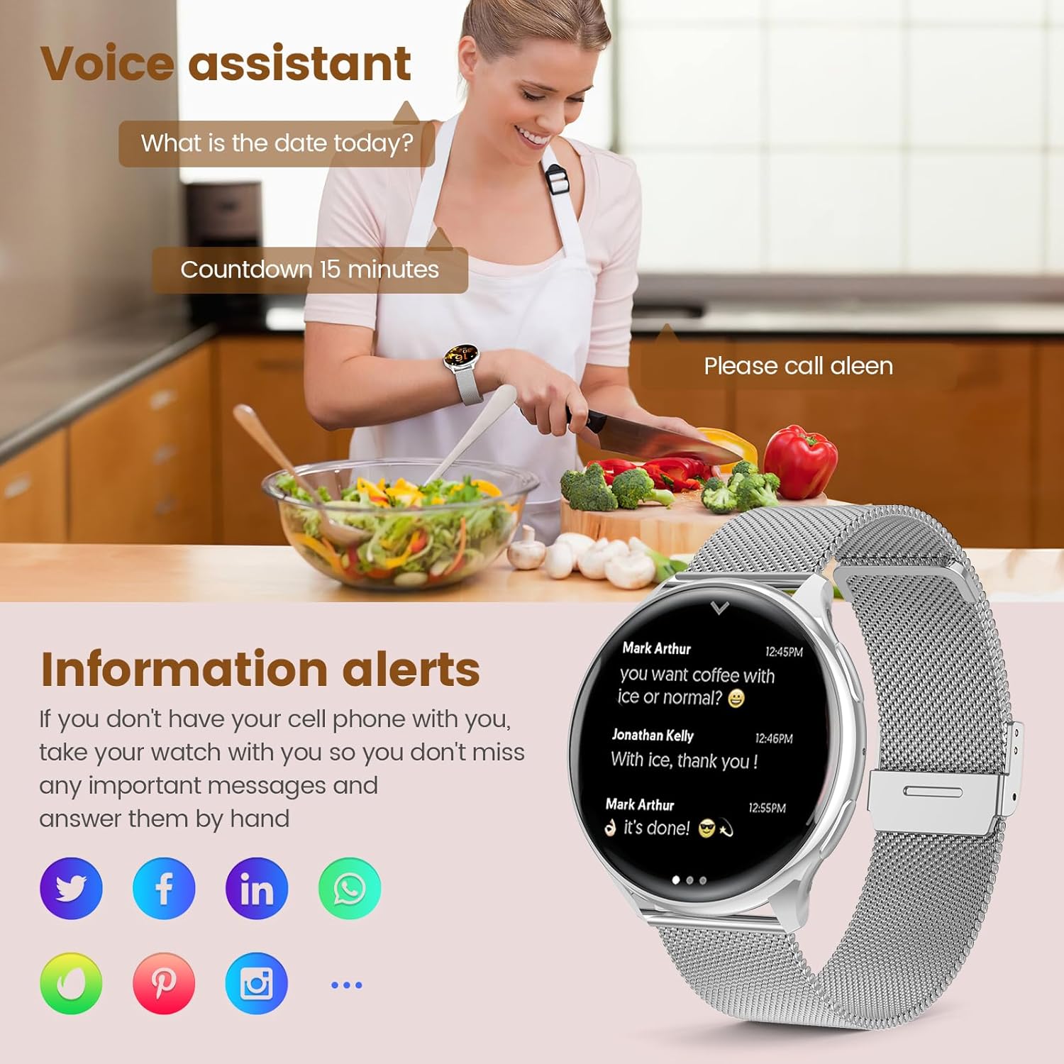Thumbnail 5 de SLOKSFil Montre Connectée Femme 1,39''