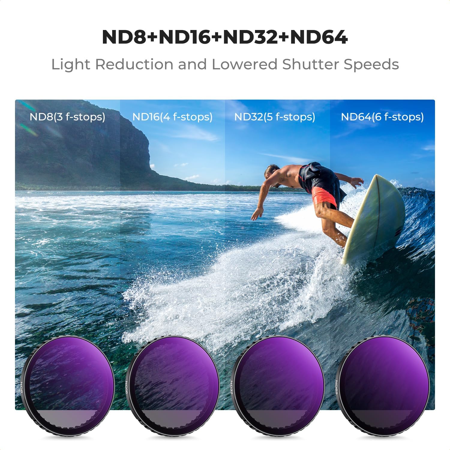 Detalle de K&F Concept Snap-on ND8/ND16/ND32/ND64 Filter Set for DJI Osmo Action 5 PRO / Osmo Action 4/3