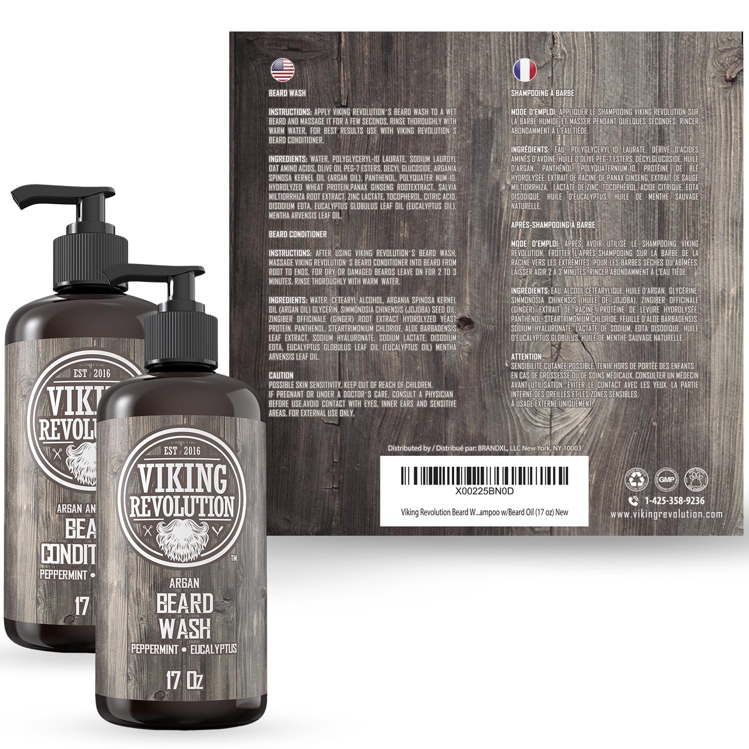 Thumbnail 5 de Viking Revolution Beard Wash & Conditioner Set with Argan & Jojoba Oils – Softens, Smooths & Strengthens Beard Growth