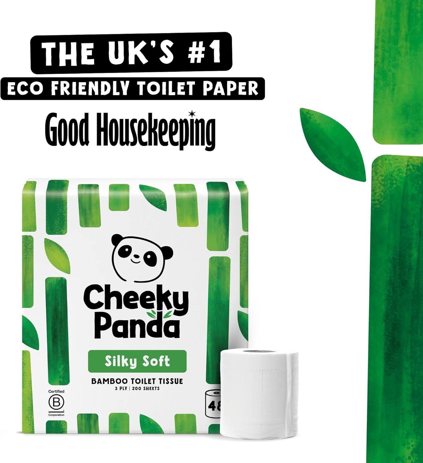 Thumbnail 4 de The Cheeky Panda Bamboo Toilet Rolls Bulk Buy (48 rolls) – 3 ply bamboo tissue with plastic-free packaging