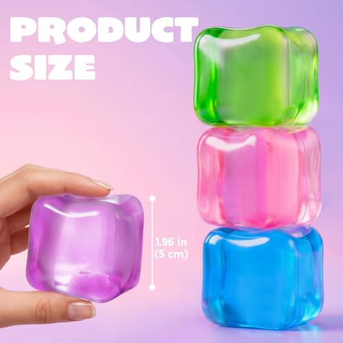 Detalle de JOYIN 4 Pack Clear Stress Cube: 2'' High Density Slow-Rising Sensory Squishy Toys