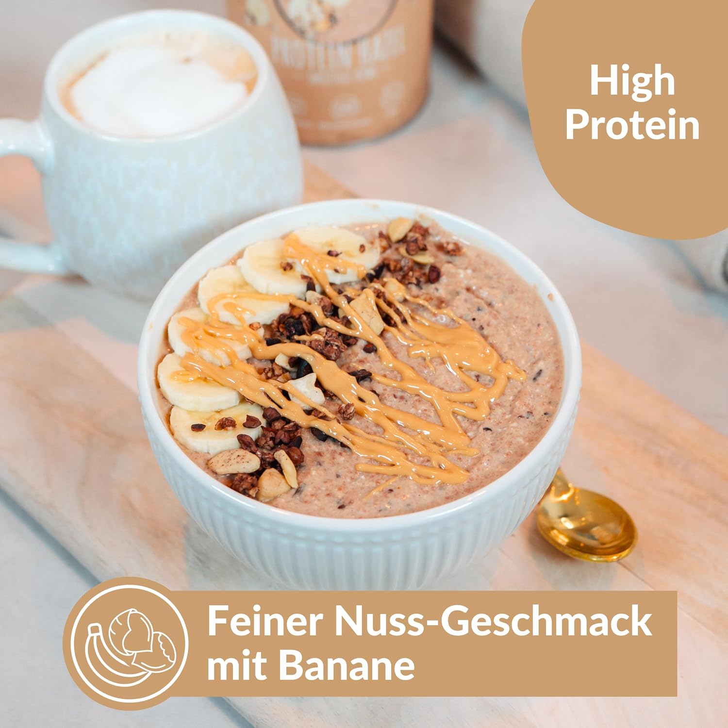 Detalle de BREKKY Protein Hazel Smoothie Bowl (vegan, ohne Zuckerzusatz) – easy in 60 Sekunden zubereitet