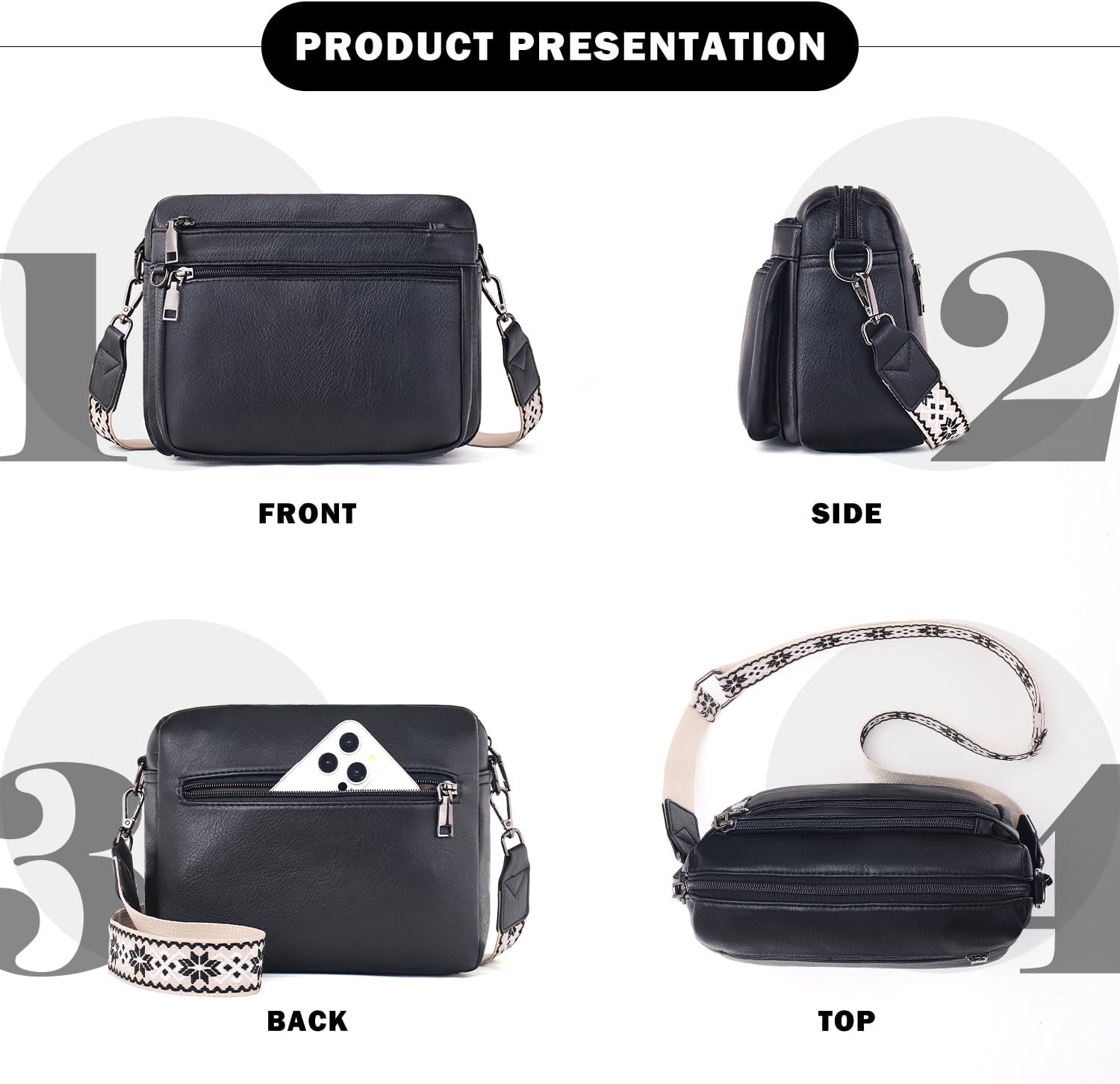 Thumbnail 1 de MUIIKOLA women’s cross body bag with built-in wallet pocket and vegan PU leather