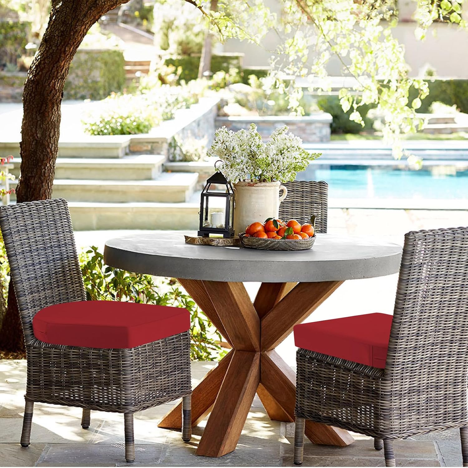 Thumbnail 6 de PRIMEPATIO Outdoor Garden Chair Cushions Set of 2 (50 x 50cm, 7cm Thick, Red) for Outdoor Furniture
