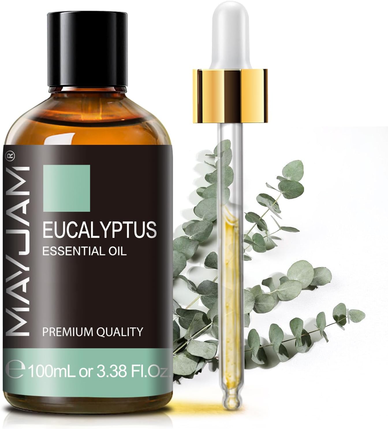 Detalle de Ätherisches Eukalyptusöl 100 ml von MAYJAM – Rein, vielseitig einsetzbar für Atemwege und Aromatherapie