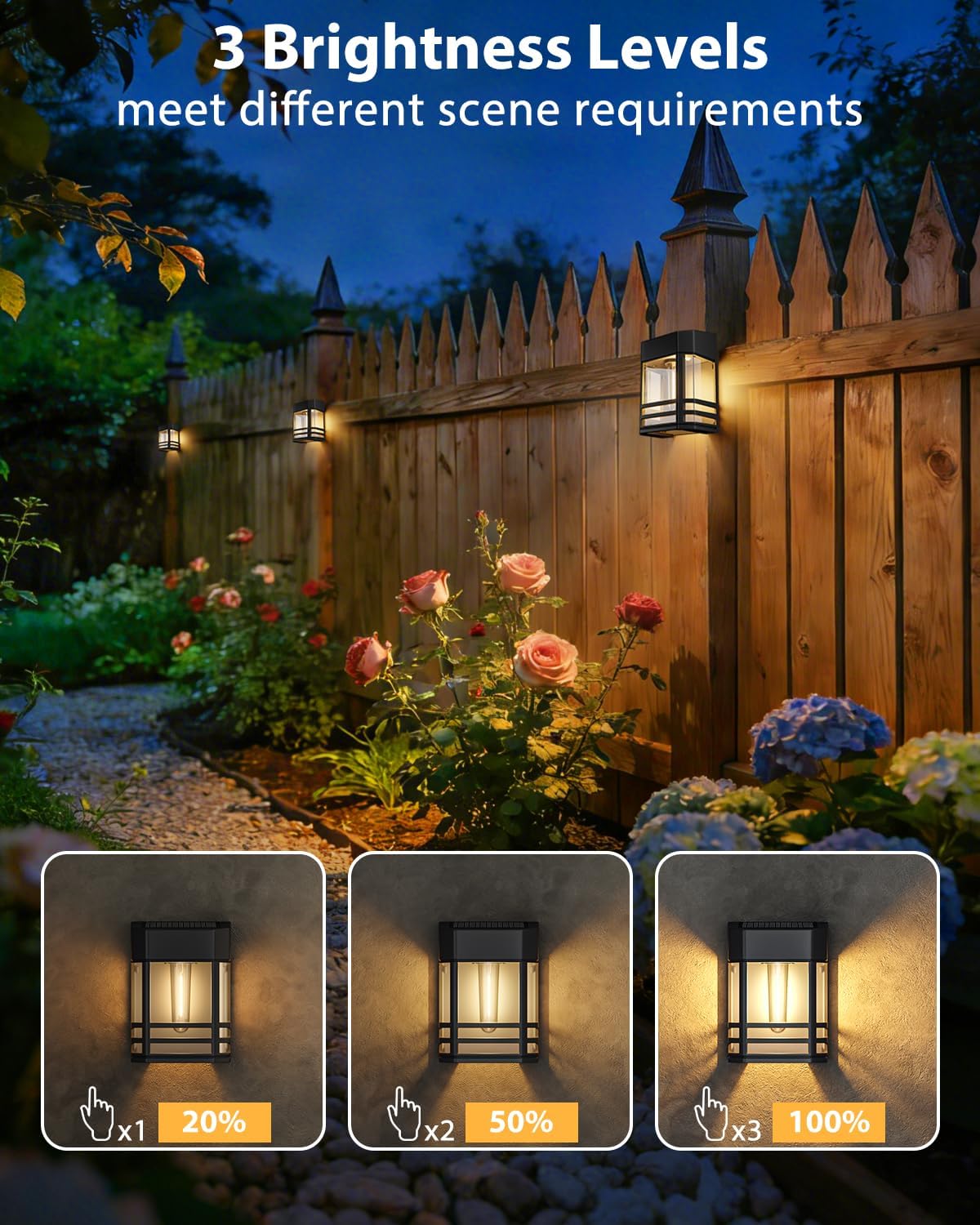 Detalle de Woolmug 6 Pack Solar Fence Lights: Warm White, Battery-Free Ambience for Outdoor Spaces