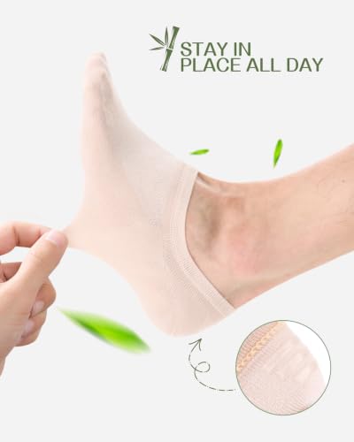 Thumbnail 1 de Cirold Bamboo No Show Socks for Men & Women (6 Pairs) – Beige, Non-Slip