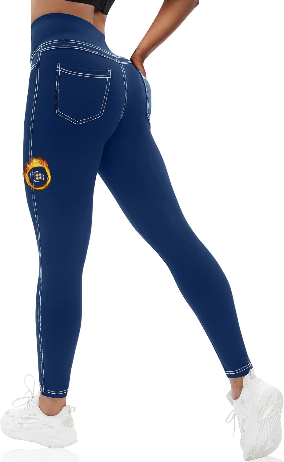 Thumbnail 6 de VOOVEEYA Curvy Womens Leggings with Back Pockets — High Waisted, Tummy-Control Yoga Pants
