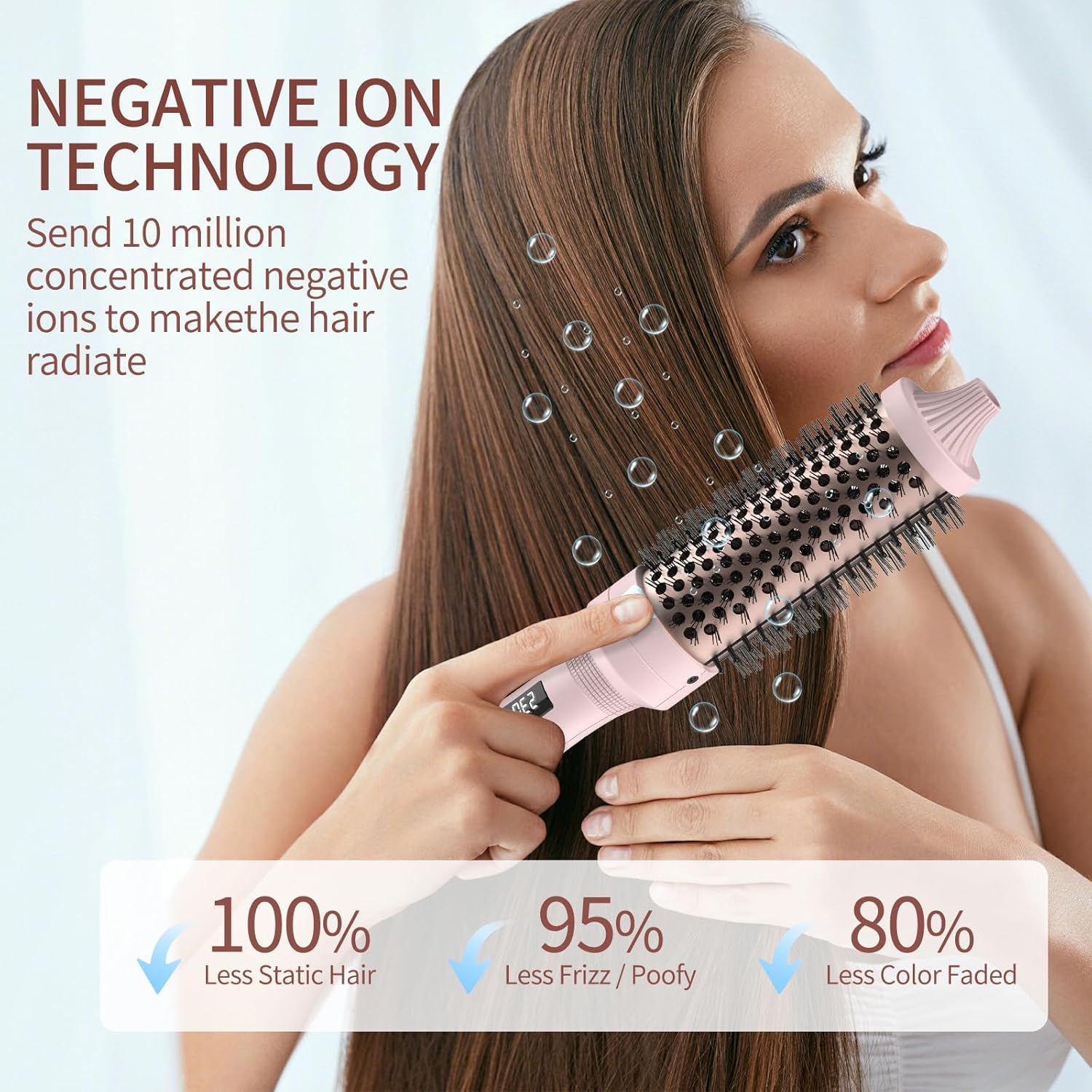 Detalle de K&K 38mm Thermobürste Keratin Thermal Brush Protect – beheizte Rundbürste mit LED, 360° Kabel, Dualspannung