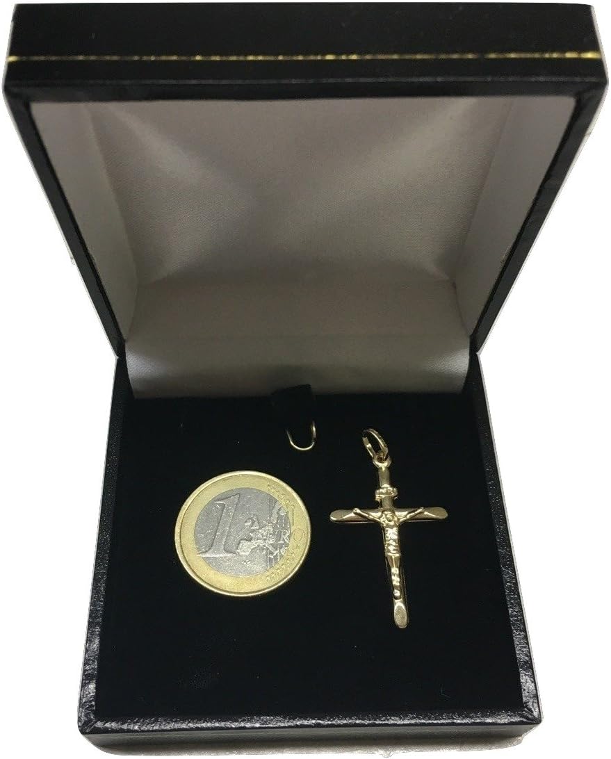 Detalle de Pendentif croix avec Jésus en or jaune 585 (14 carats) – Unisexe, 32 x 20 mm