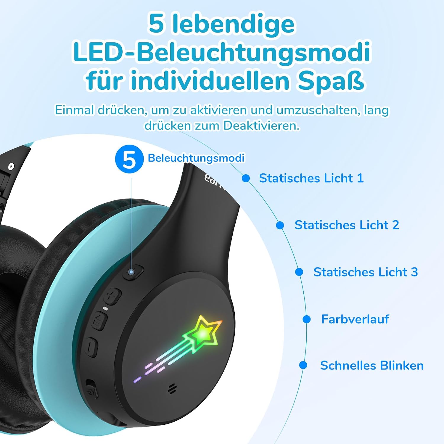 Detalle de EarFun Kinder Bluetooth-Kopfhörer mit 90 Std