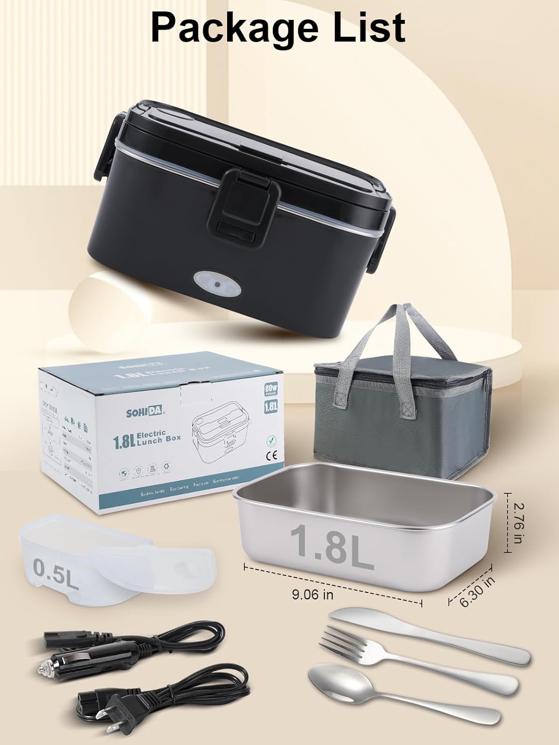Thumbnail 6 de SOHIDA 1.8L+0.5L Heated Lunch Box 80W 🍱