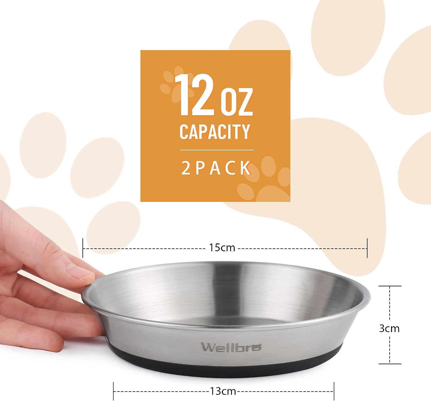 Detalle 2 de Wellbro 15 cm stainless steel cat bowls for food and water 🐱