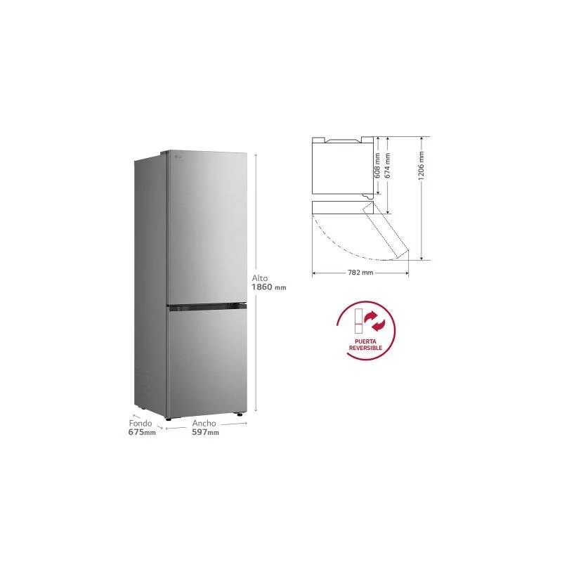 Detalle 2 de Frigorífico LG GBBS312CPY Total No Frost 333 L - Inox con WiFi e IA (186 cm)