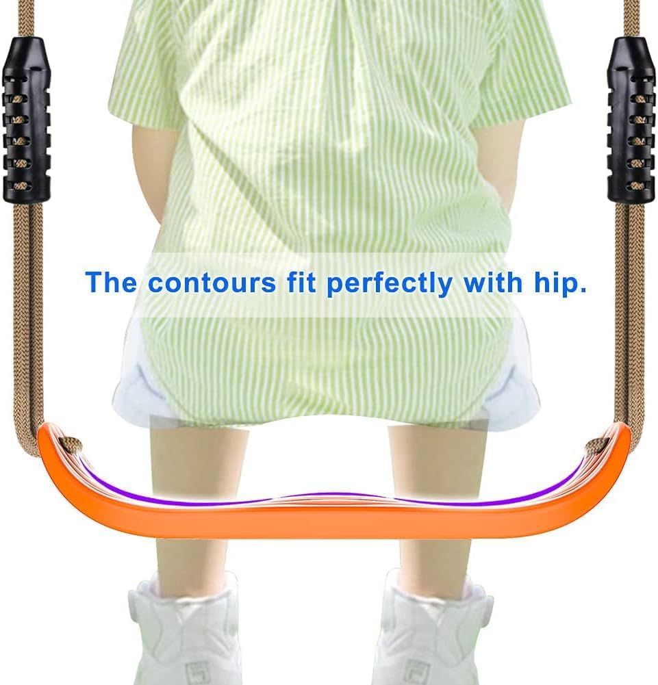 Thumbnail 4 de BeneLabel Kinder-Schaukel Schaukelbrett mit verstellbarem Seil (130–200 cm) bis 113 kg, Orange „Wasserrippel“-Design