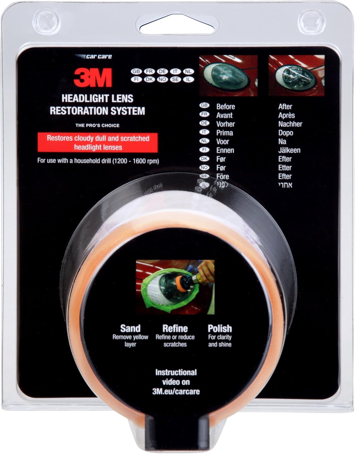 Detalle de 3M 39073 Kit di Restauro Lente Faro – Restauro Fari Opachi per Auto e Moto