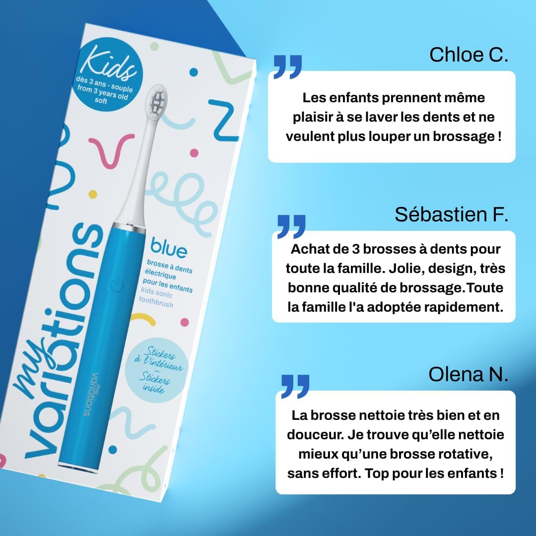 Thumbnail 4 de My Variations Kids — brosse à dents électrique enfant sonique rechargeable (3 à 12 ans), bleue