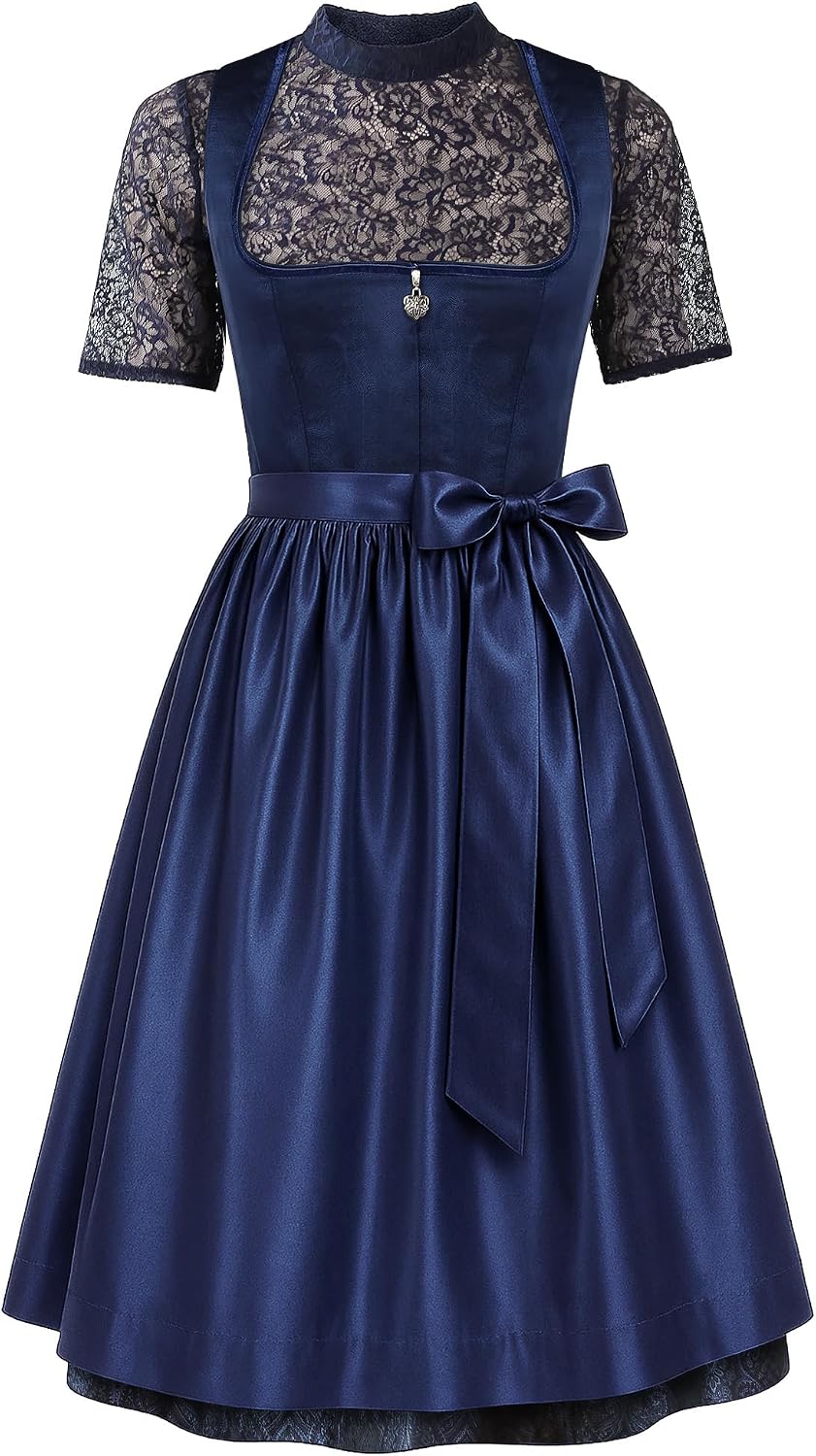 Detalle de EIISSION Dirndl Damen midi Lang – 3-teiliges Trachtenset in Blau