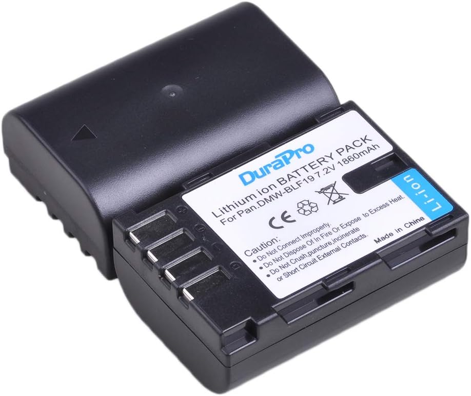 Detalle de DuraPro 2Packs 1860mAh DMW-BLF19 Battery + LCD Dual USB Charger for Panasonic Lumix DMC-GH/G9 Series