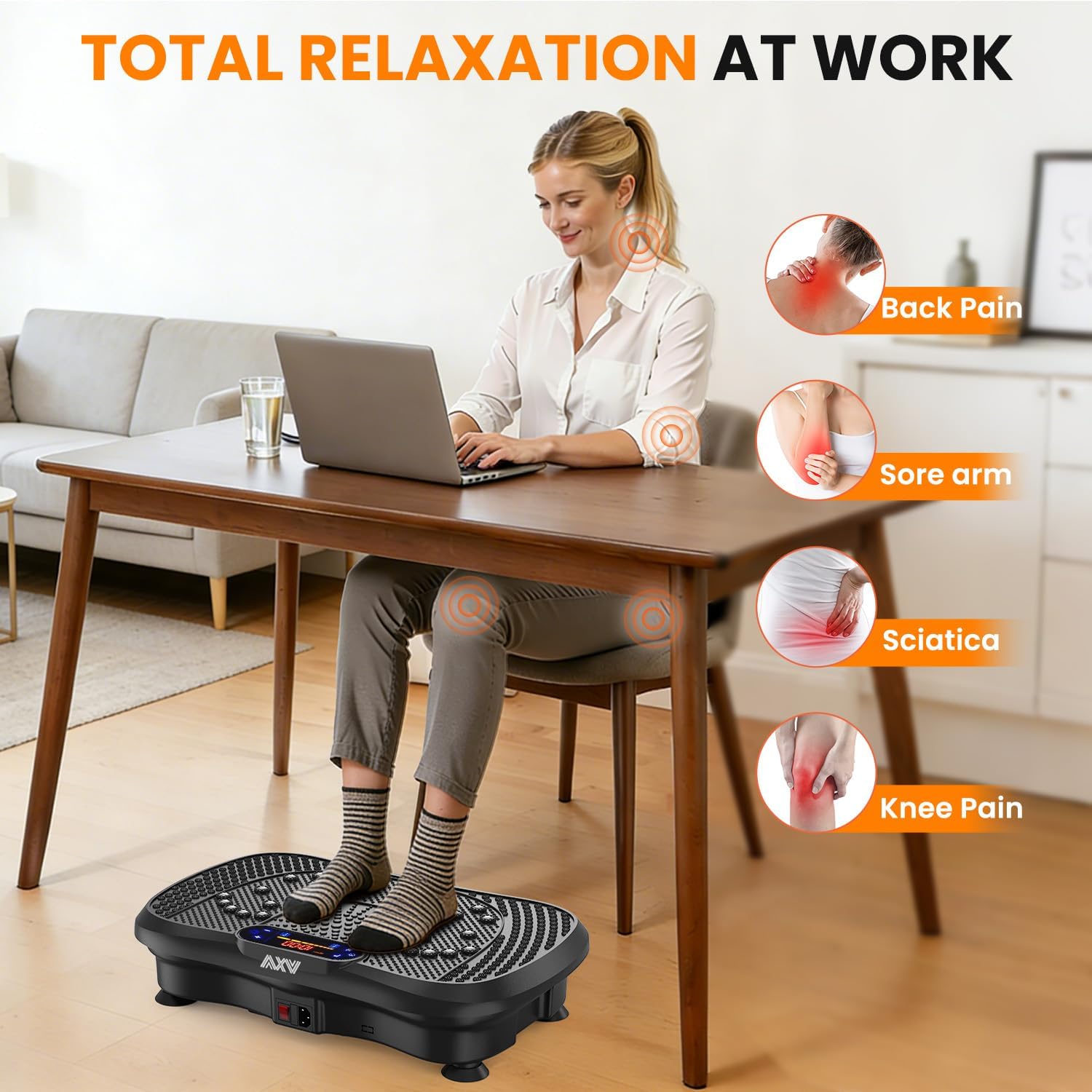 Thumbnail 5 de AXV Vibrating Exercise Plate for Full-Body Fitness (with Remote Control & Resistance Bands)