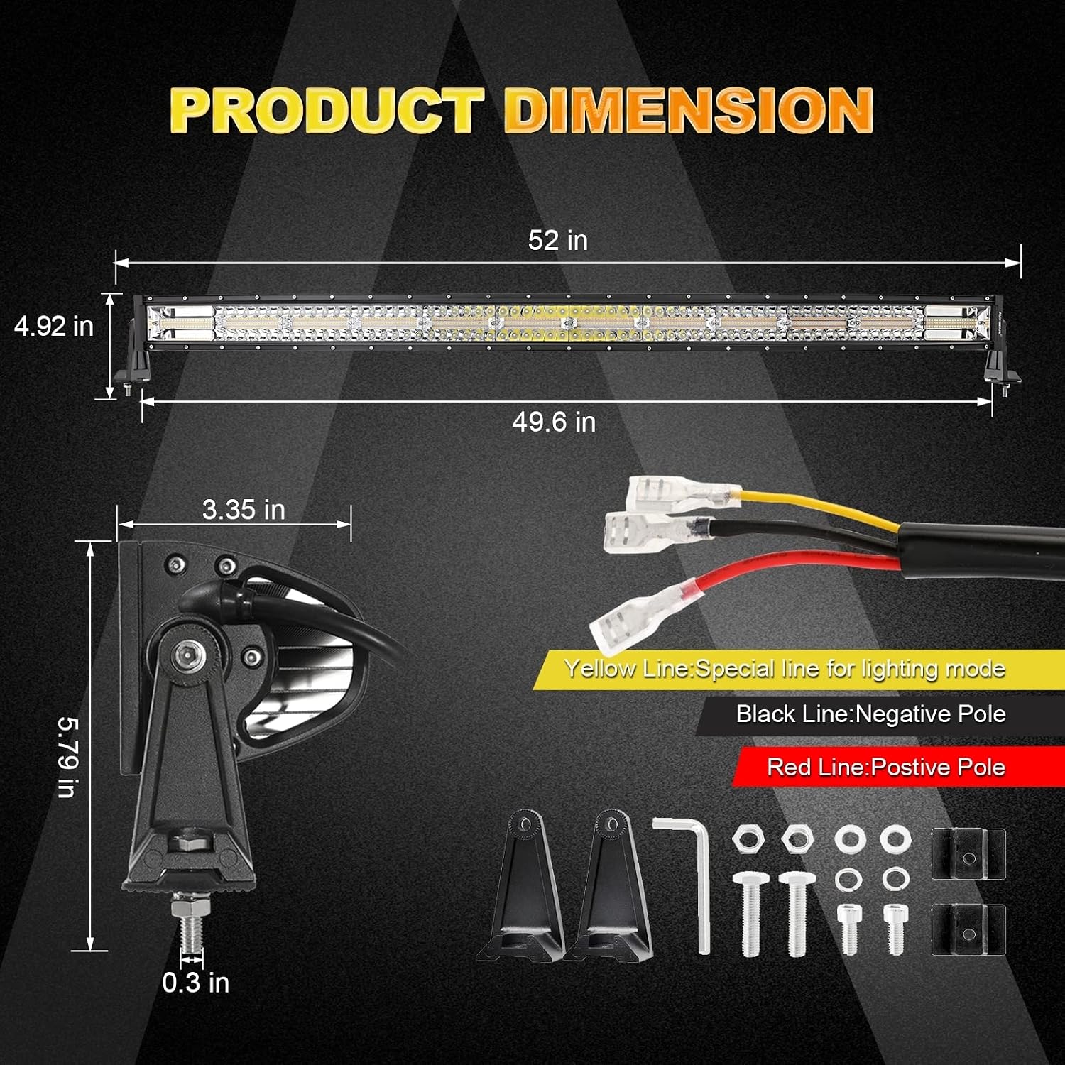 Detalle de Auxbeam 50-Inch Curved LED Light Bar, 288W Dual-Color, 6 Modes