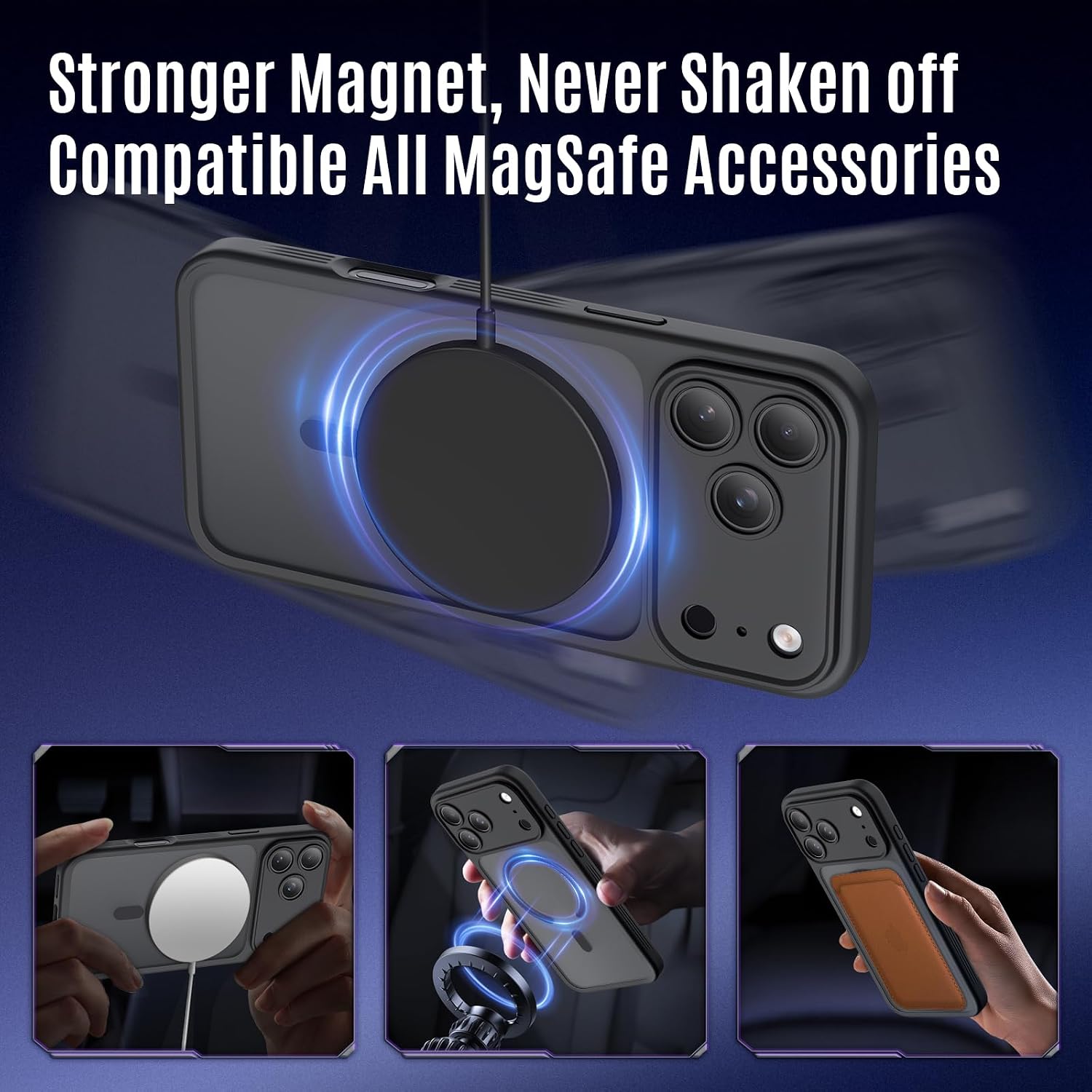 Thumbnail 2 de Symcele Case for iPhone 17 Pro Max with MagSafe — 15 ft Drop Protection, Camera Cover, Matte Translucent Black