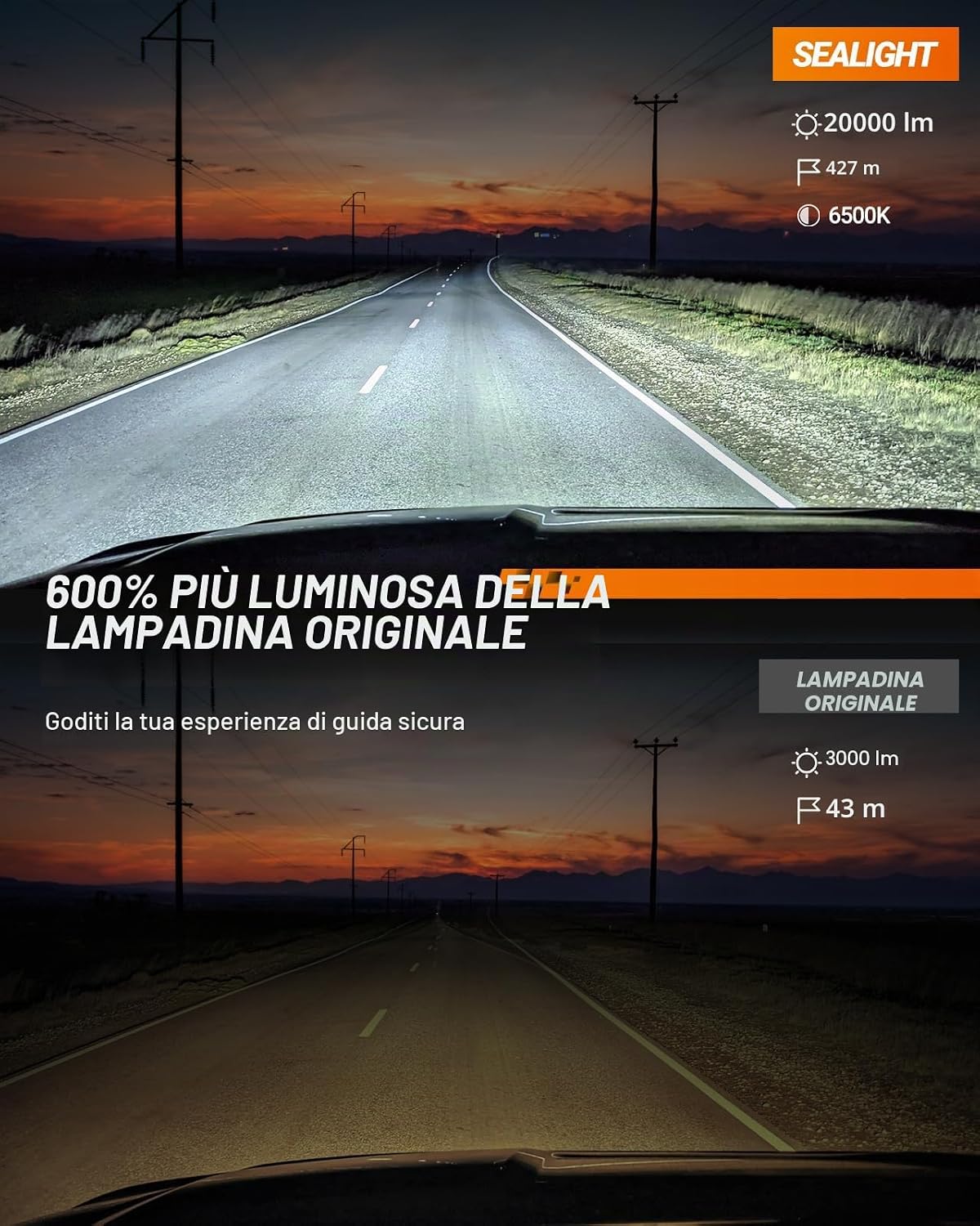 Detalle de SEALIGHT 9012 HIR2 LED, 6500K bianco freddo (confezione da 2) Plug-N-Play