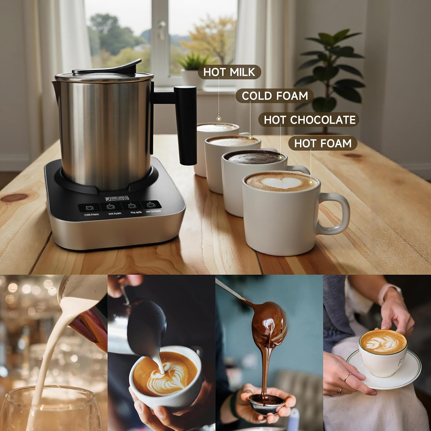 Thumbnail 6 de FUNLAVIE Electric Milk Frother 400ml