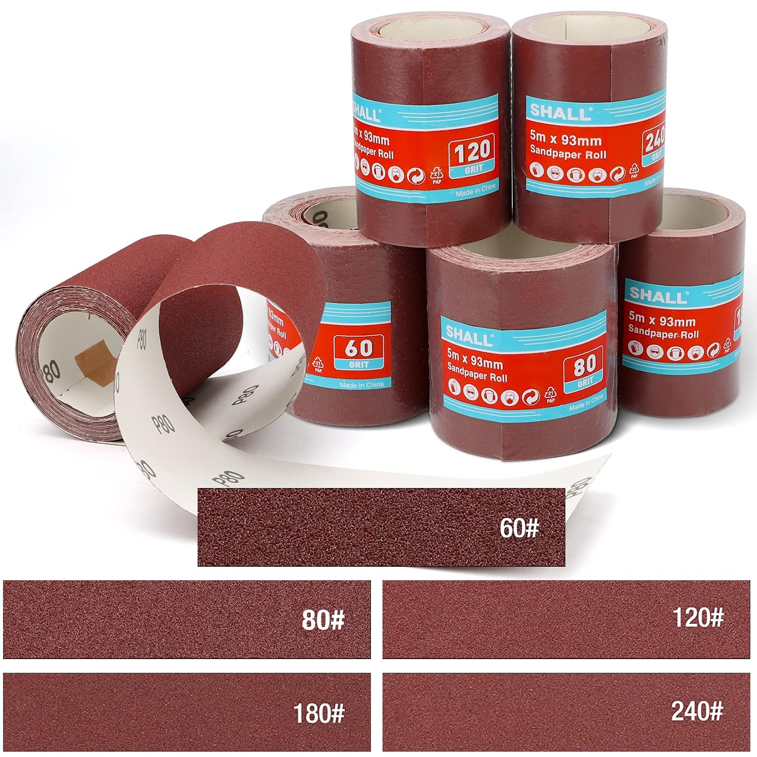Detalle 1 de SHALL Sandpaper Roll Set 9.3cm x 5m, 5 grits ๐