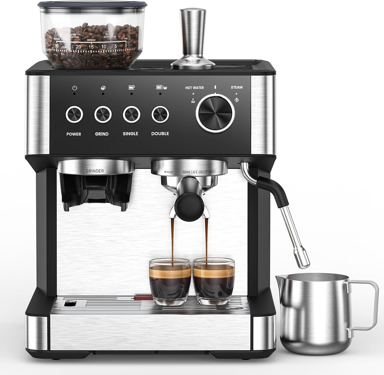 Detalle de 20 Bar Espresso Machine with Anti-Clog Grinder ⚙