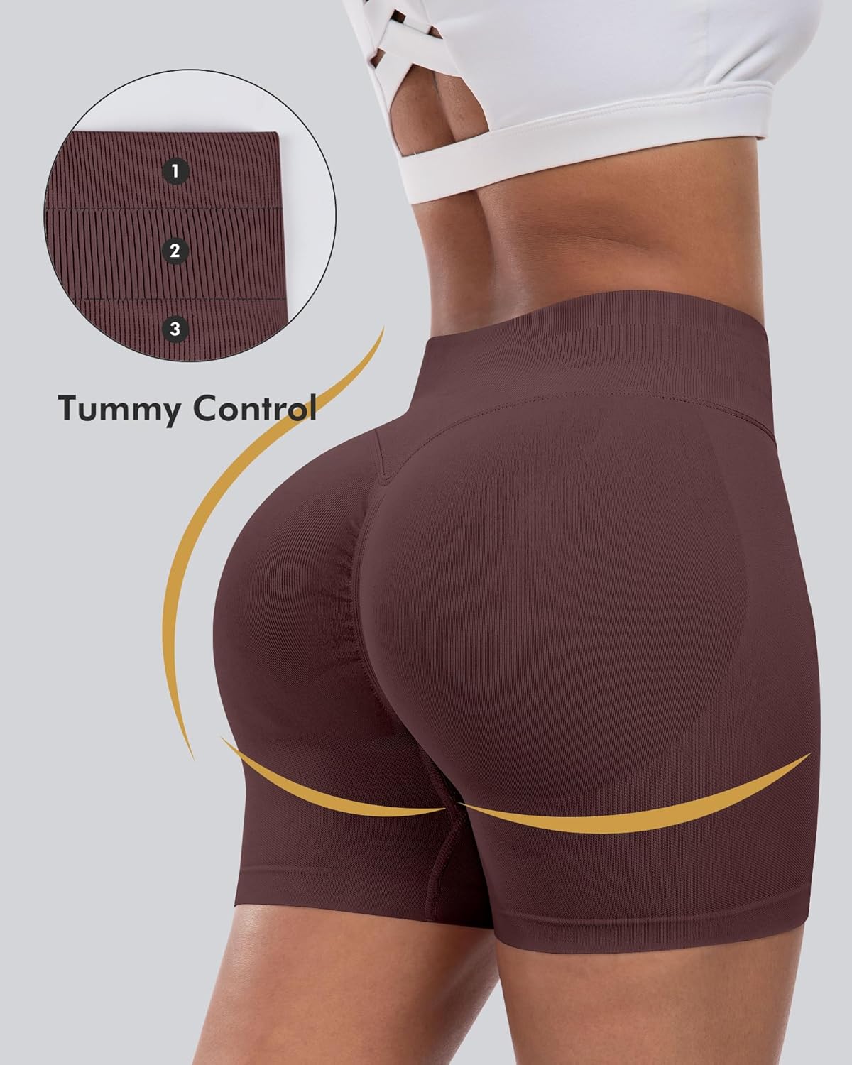 Thumbnail 2 de CHRLEISURE High-Waisted Workout Gym Biker Shorts (4-Piece Set) with Scrunch & Seamless Support