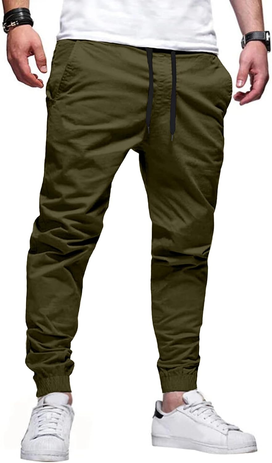 Detalle de HOTake Men's Chino Jogger Pants, Polyester Blend