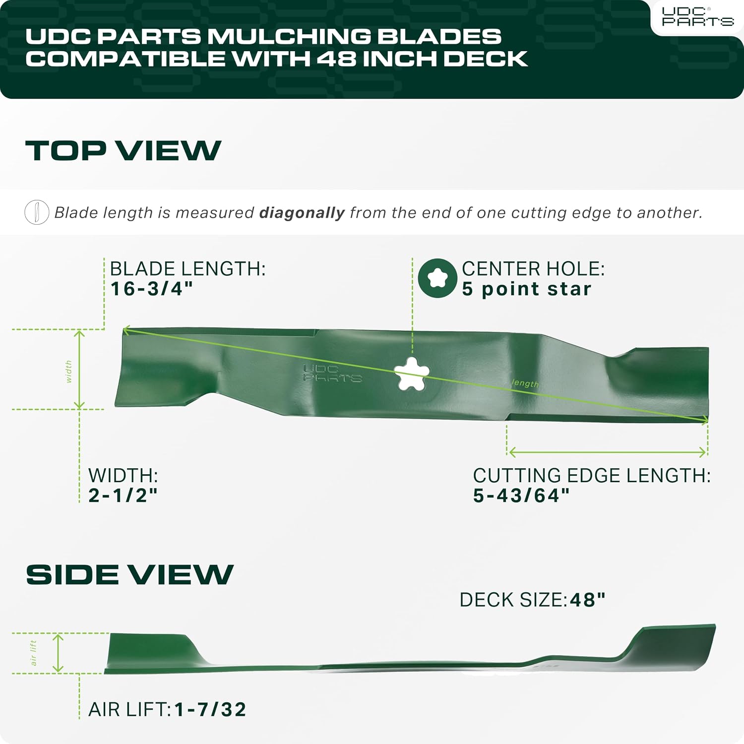 Thumbnail 1 de UDC Parts 532180054 High Lift Mulching Lawn Mower Blades Replacement (3-Pack)