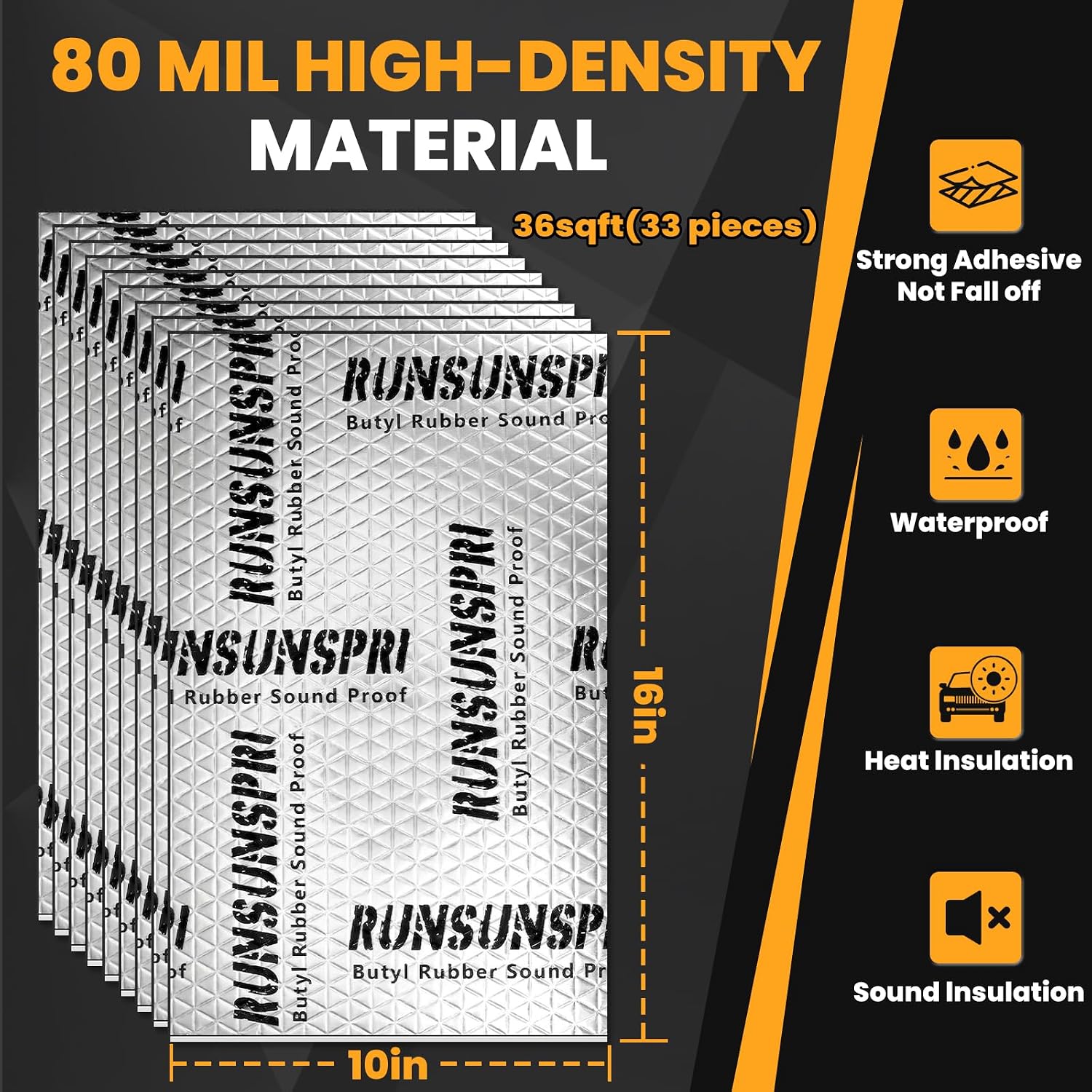 Detalle de Car Sound Deadening 80 mil 36 sqft Sound Deadening Mat