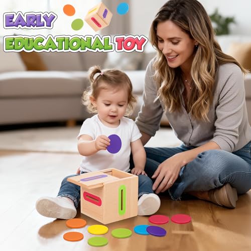 Detalle de Lubolee Juguetes Montessori 1–3 Años: Juego de Clasificar y Apilar en Madera