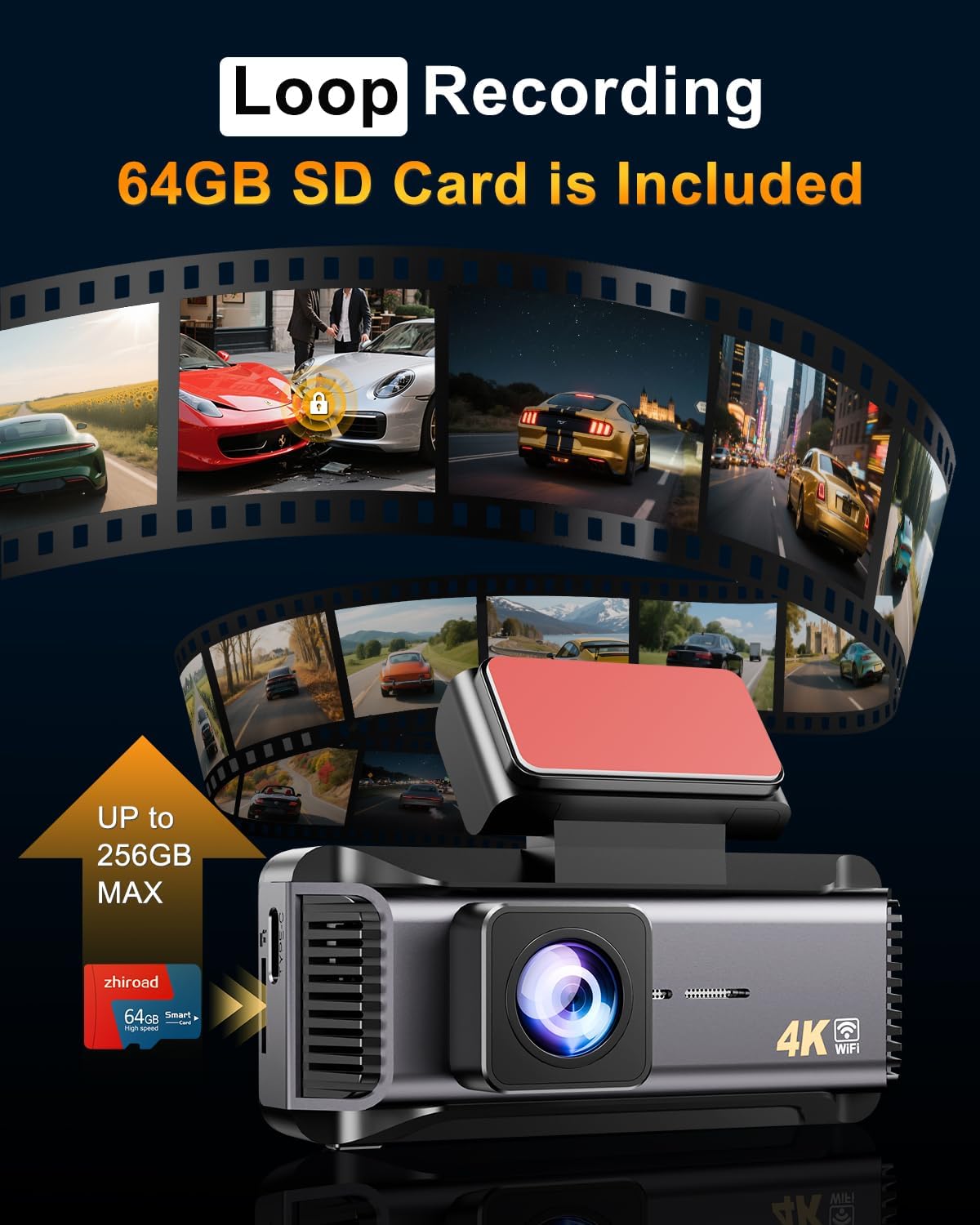 Thumbnail 4 de 4K Dash Cam Front 2160P 170° Wide Angle