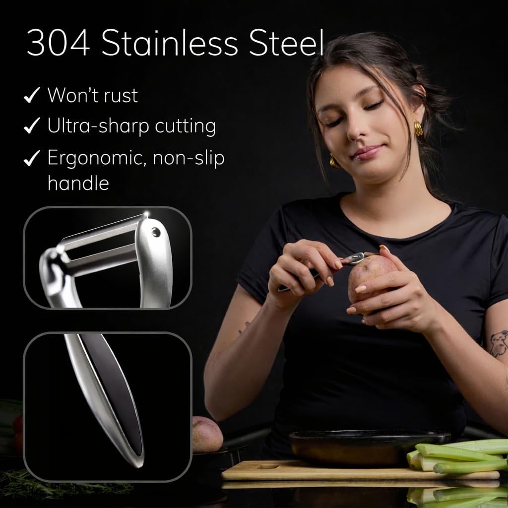 Detalle de CREADY 0001 Y-Design Peeler with Stainless Steel Blade and Non-Slip Handle