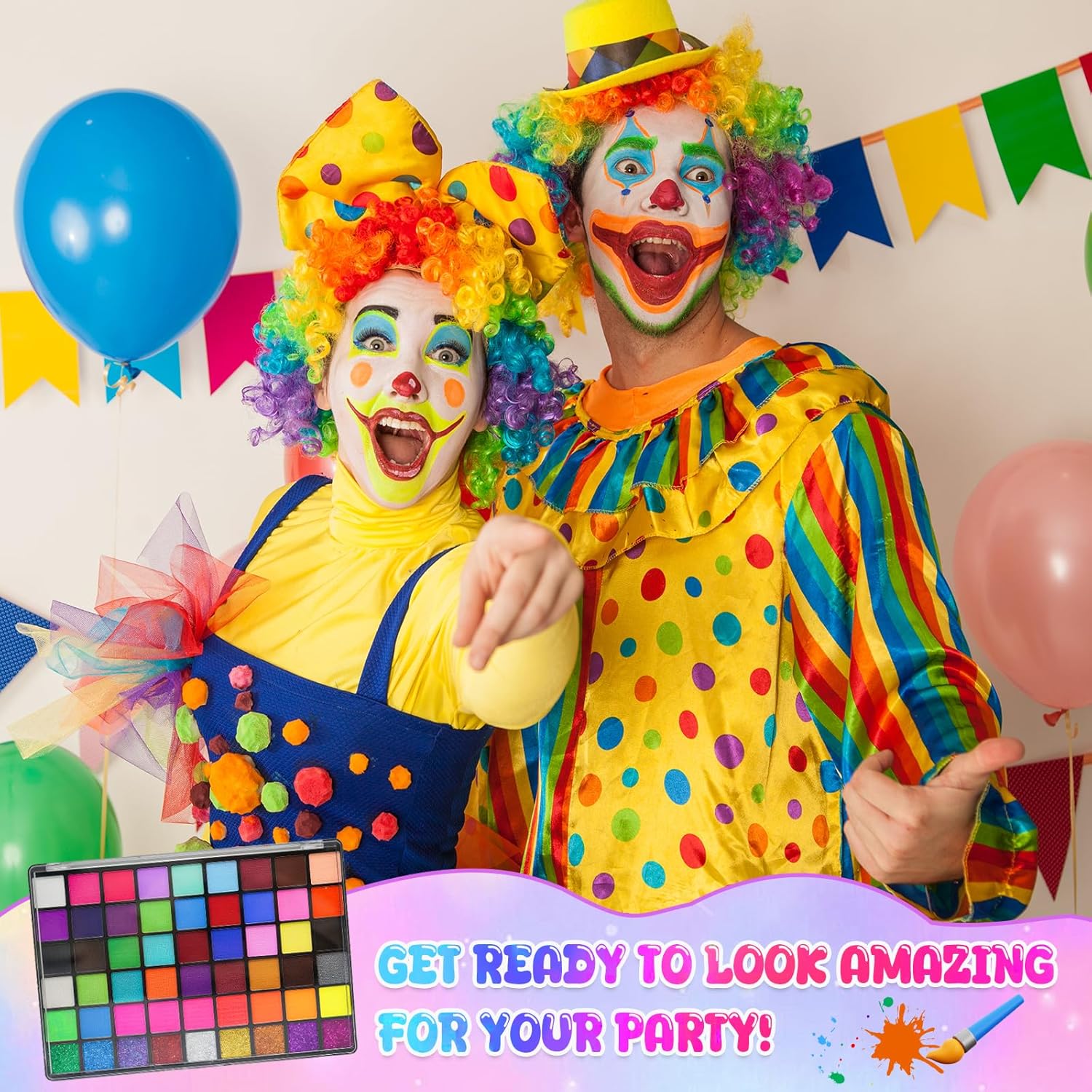 Thumbnail 6 de Gigmeta Kinderschminke Set – 54 Farben, Pinsel, Schablonen und Diamant-Sticker für Theater, Halloween und Bodypainting