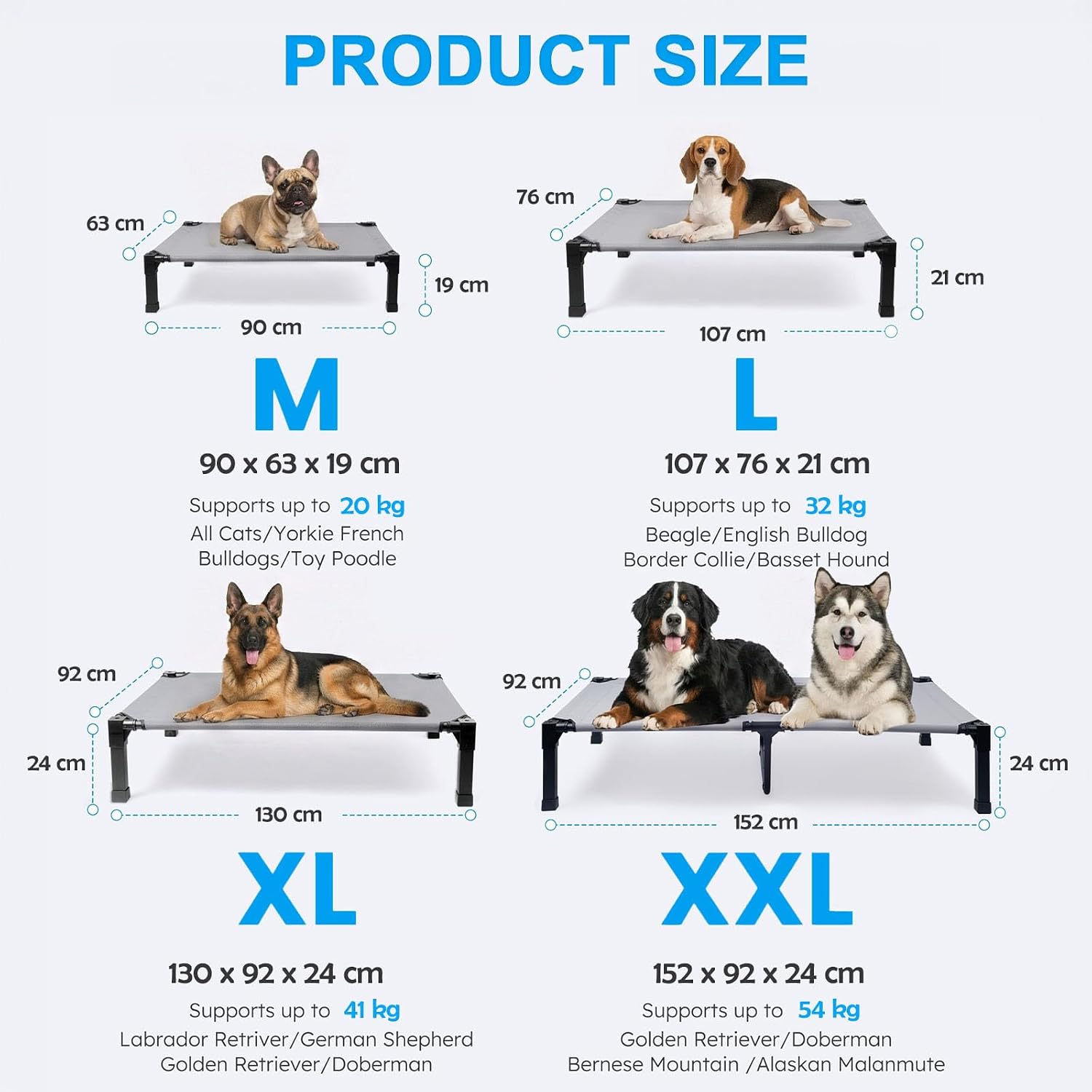 Detalle de Niubya Elevated Dog Bed for XXL Breeds (Bernese Mountain Dog & Alaskan Malamute) – 152x92x24 cm