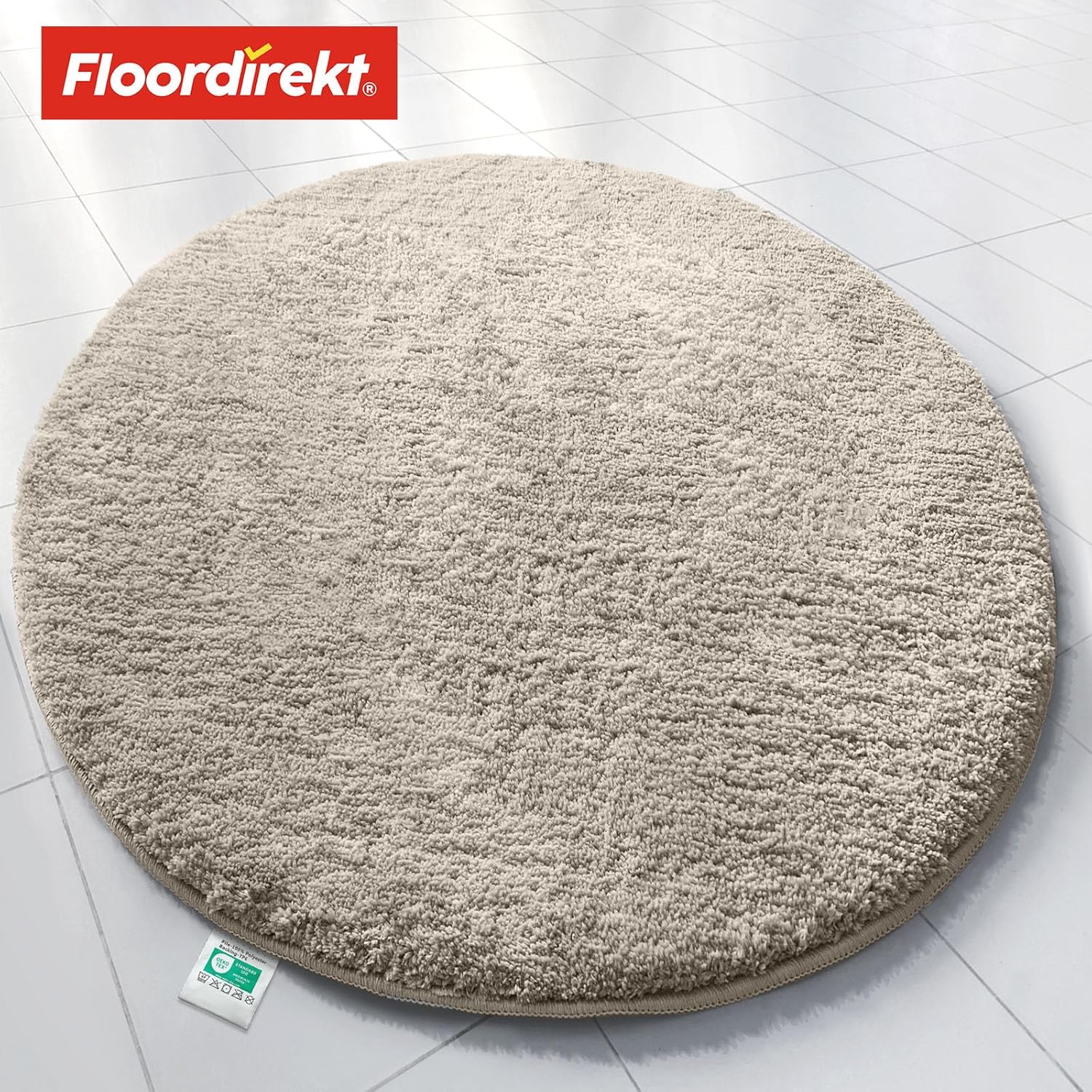 Detalle 2 de Floordirekt Badematte Sky Ivory Rund 95 cm – Rutschfest, waschbar und schadstoffgeprüft
