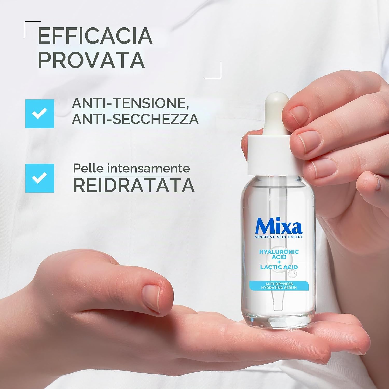 Detalle de Mixa Siero concentrato reidratante per pelli disidratate e sensibili – 30 ml