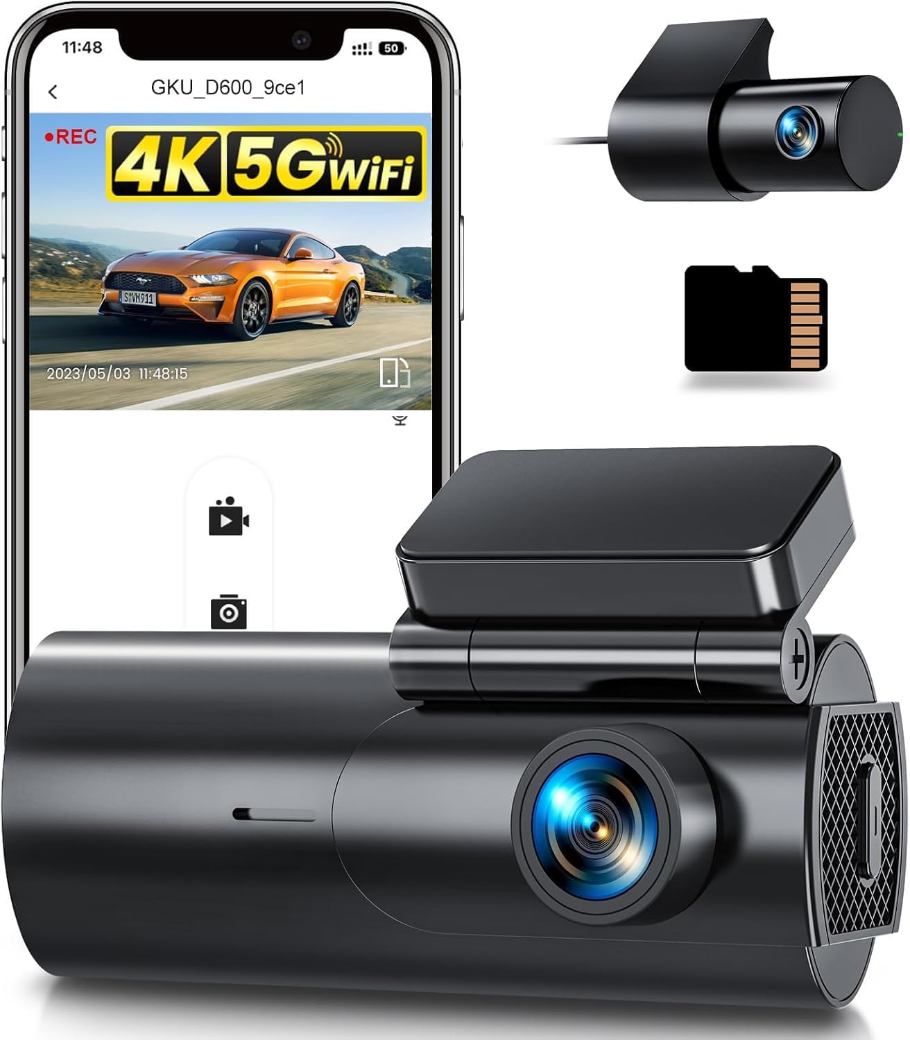 GKU D600 4K Dashcam 256GB