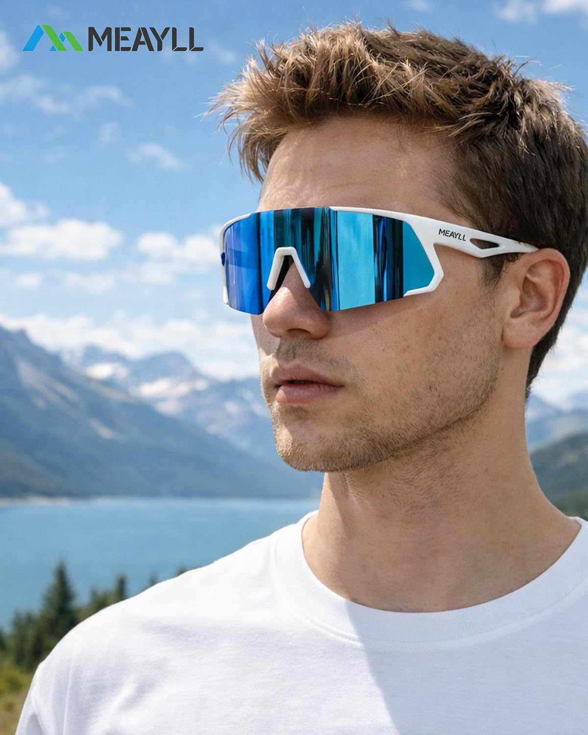 Detalle 2 de Meayll Fahrradbrille Herren Damen – UV400 Schutz, TR90 Rahmen, verstellbare Nasenpads