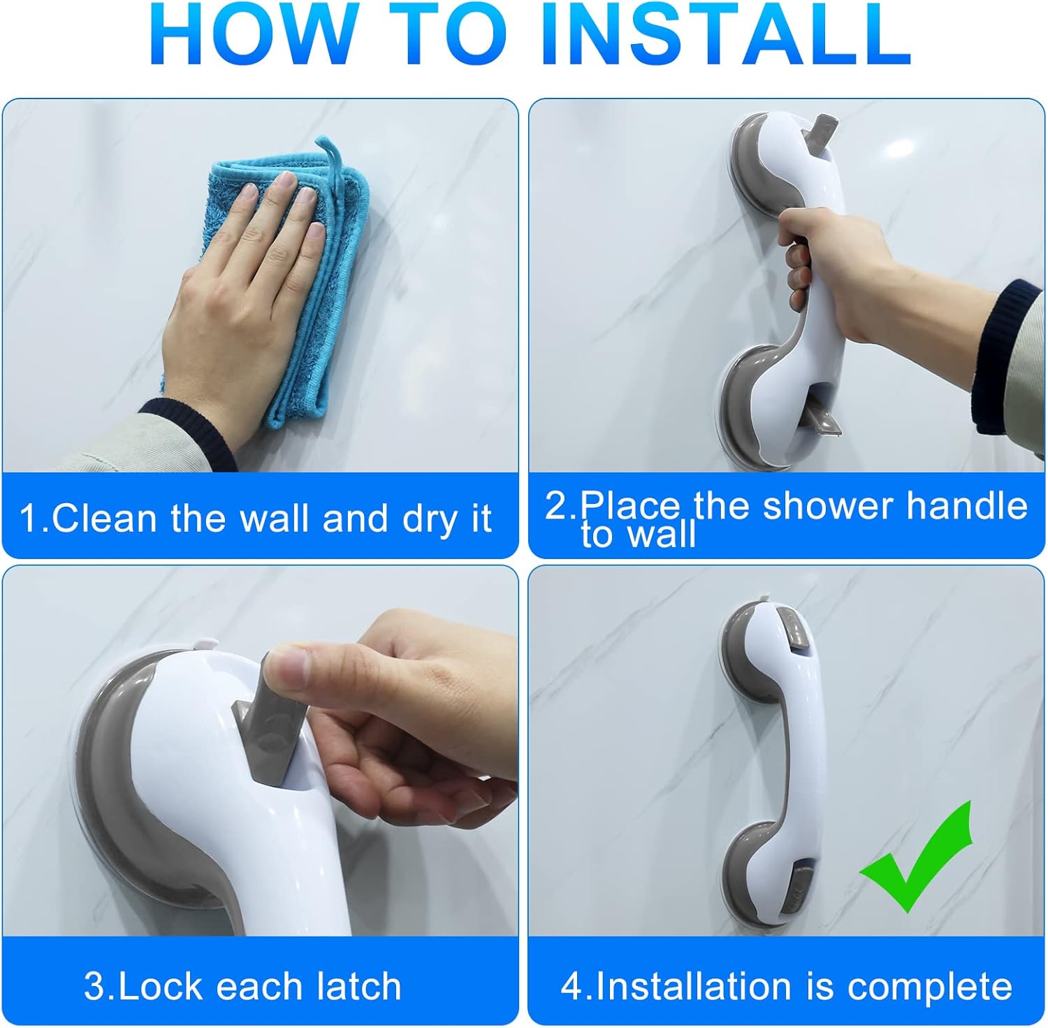 Thumbnail 5 de Shower grab rails 12 inch suction bar set