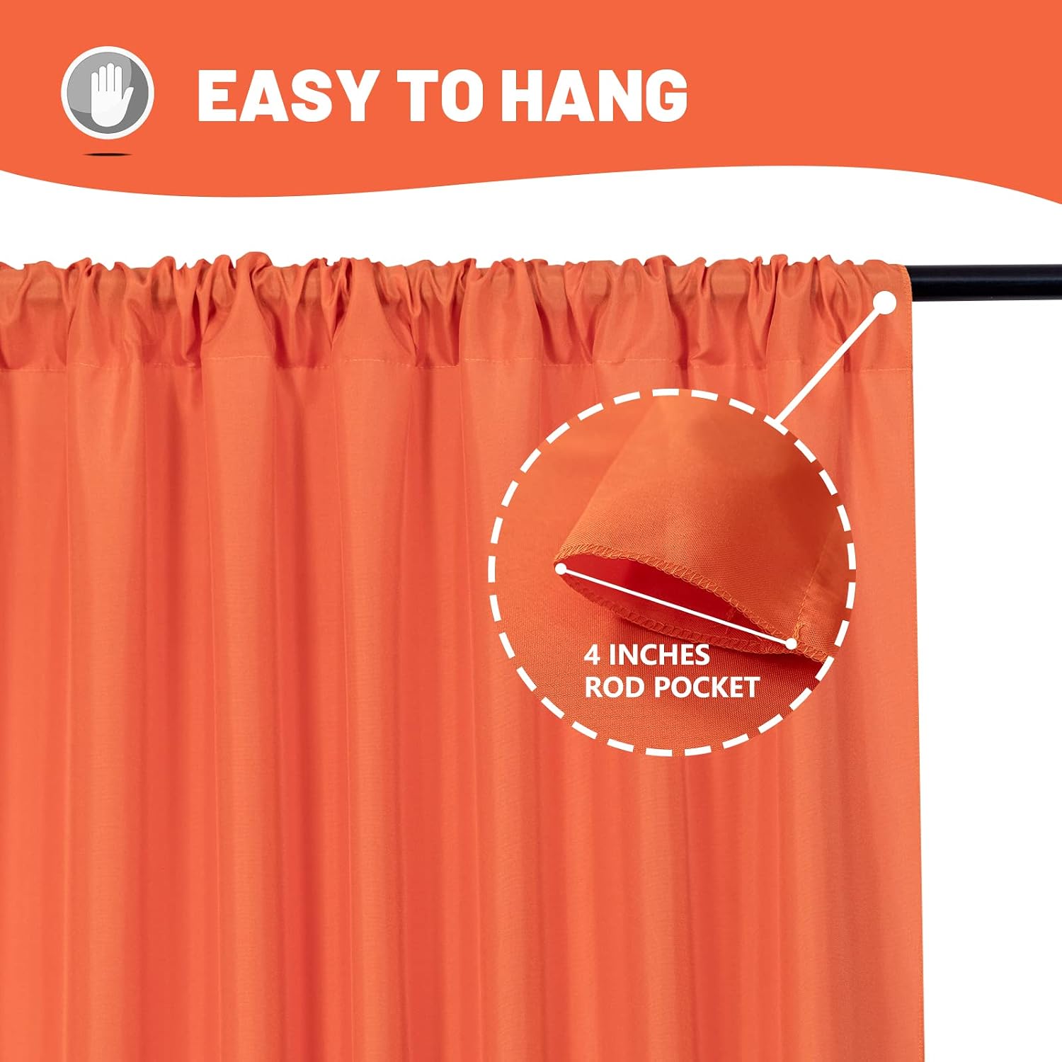 Detalle 1 de Orange Backdrop Curtains, 5 ft x 10 ft