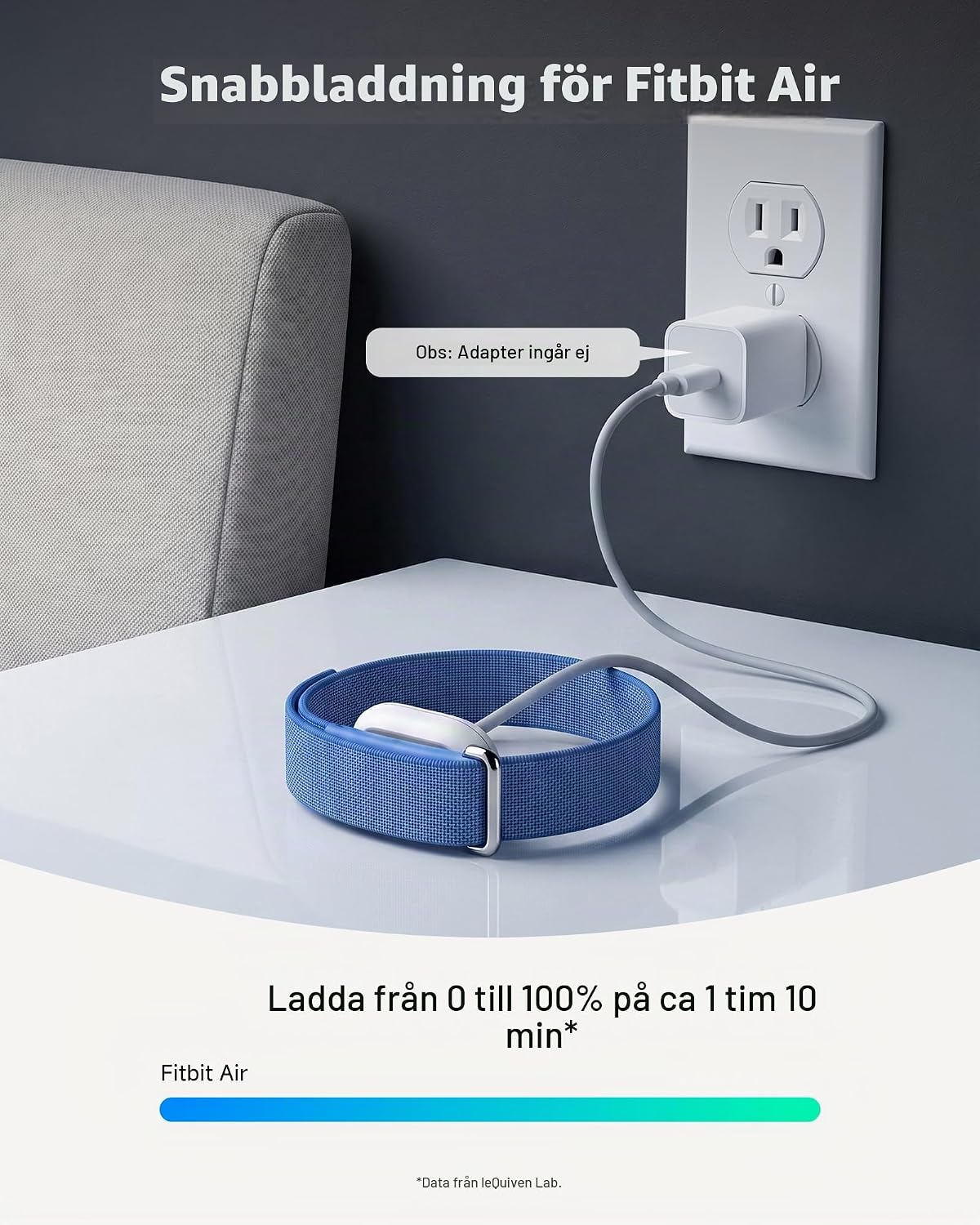 Detalle de leQuiven USB-C-laddkabel för Fitbit Air, 1 m, magnetisk, utan adapter