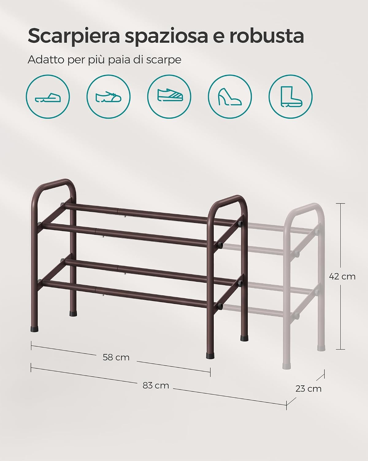Detalle 2 de SONGMICS Scarpiera Espandibile 58–83 cm