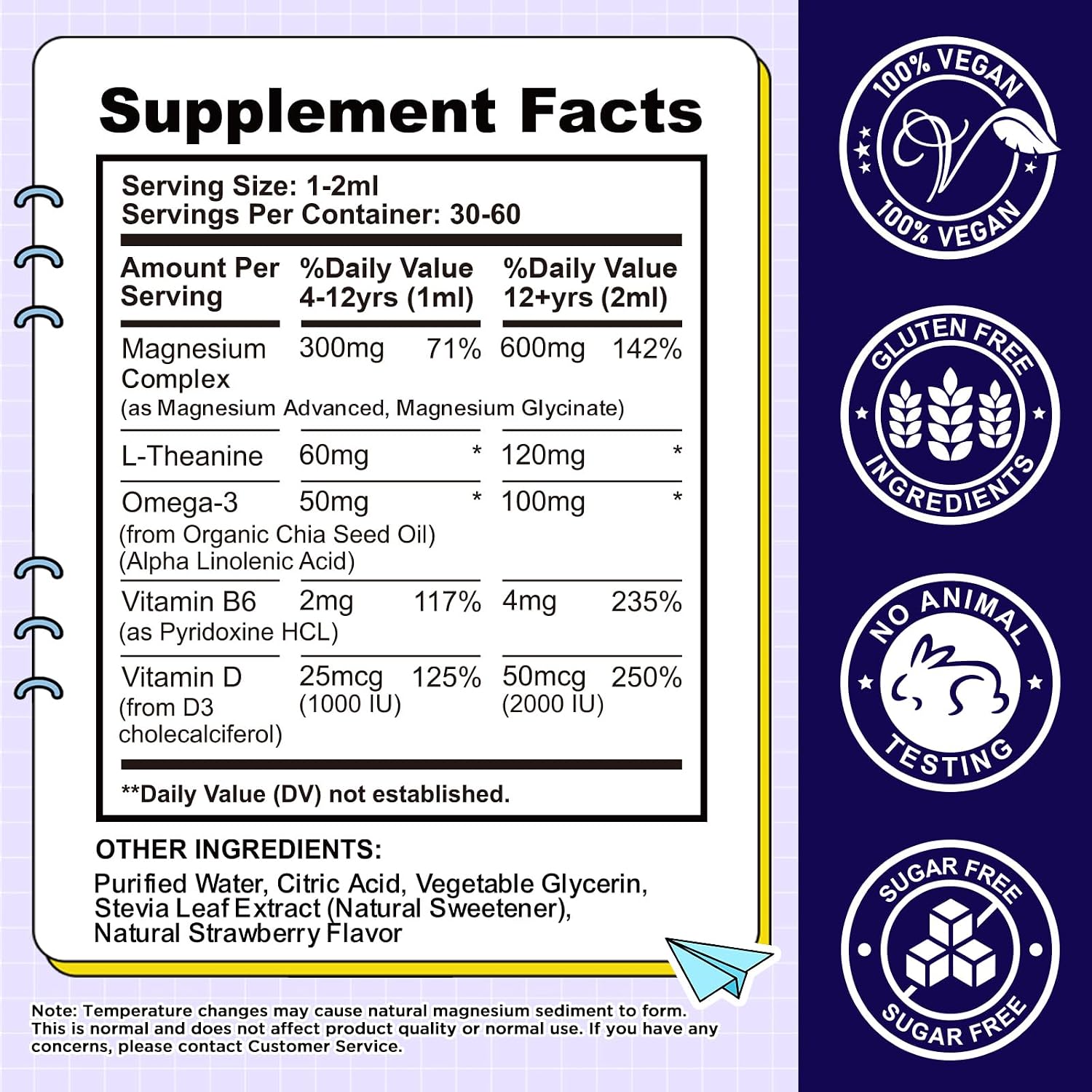 Detalle 2 de CFILIHTC Kids Magnesium Glycinate Liquid Drops, Strawberry, 2 fl oz