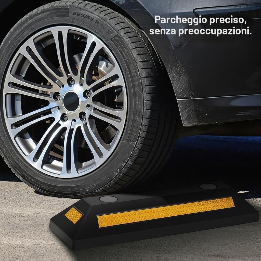 Detalle de Jaxguom Fermaporta: fermanporta in gomma 54x15x9 cm con 2 parchiageggi e riflettenti gialli