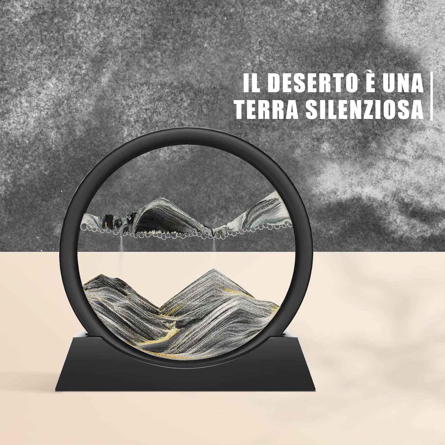 Thumbnail 4 de Wai Danie quadro di sabbia dinamica 3D “hourglass” da 7" (nero) – pittura di sabbia che scorre